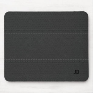Black Leather Texture Gray Text Mouse Pad