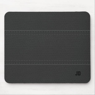 Black Leather Texture Gray Text Mouse Pad