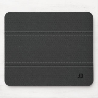 Black Leather Texture Gray Text Mouse Pad