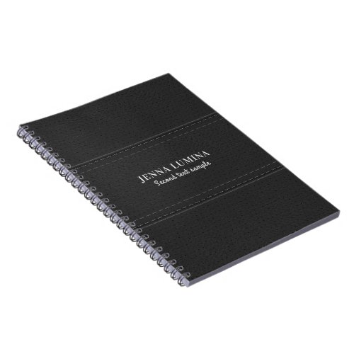 Black Leather Texture Gray Text Notebook