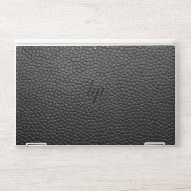 Black Leather Texture HP Laptop Skin (Front)