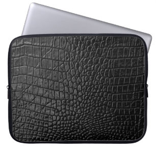 Black leather texture laptop sleeve