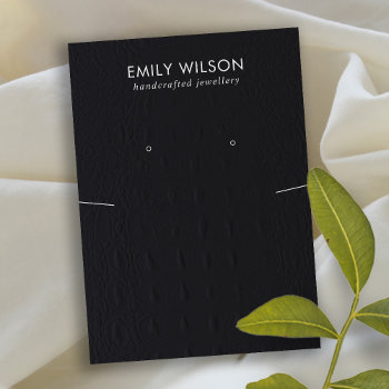 Black Leather Texture Necklace Earring Display Business Card by JustJewelryDisplay at Zazzle
