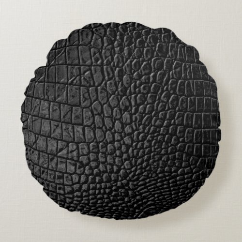 Black leather texture round pillow