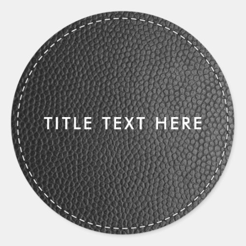 Black Leather Texture  Stitching  Classic Round Sticker