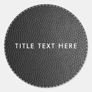 Black Leather Texture & Stitching Classic Round Sticker