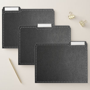 Black Leather Texture & Stitching   File Folder