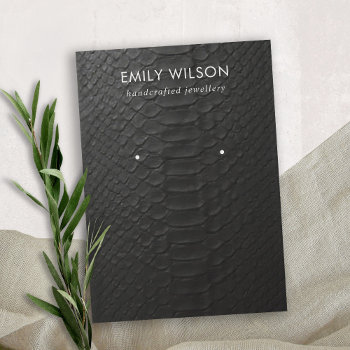 Black Leather Texture Stud Earring Display Card by JustJewelryDisplay at Zazzle