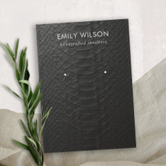 Black Leather Texture Stud Earring Display Card at Zazzle