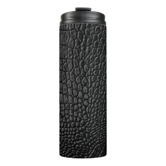 Black leather texture thermal tumbler
