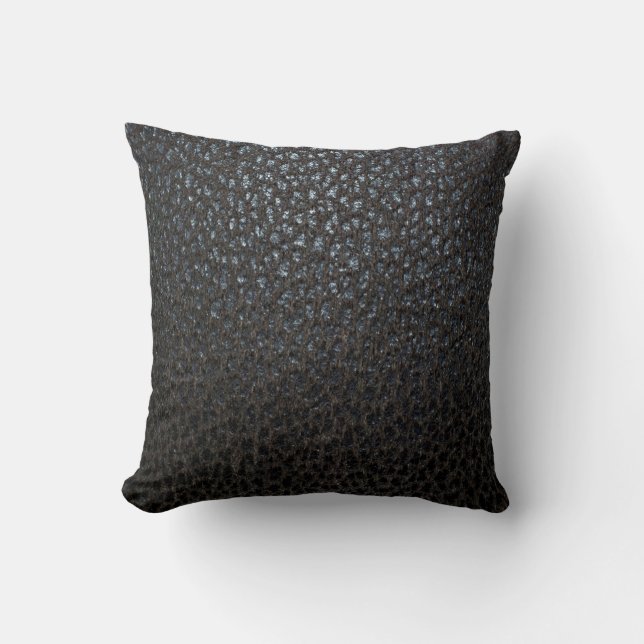 Black Leather Texture Throw Pillow (Front)