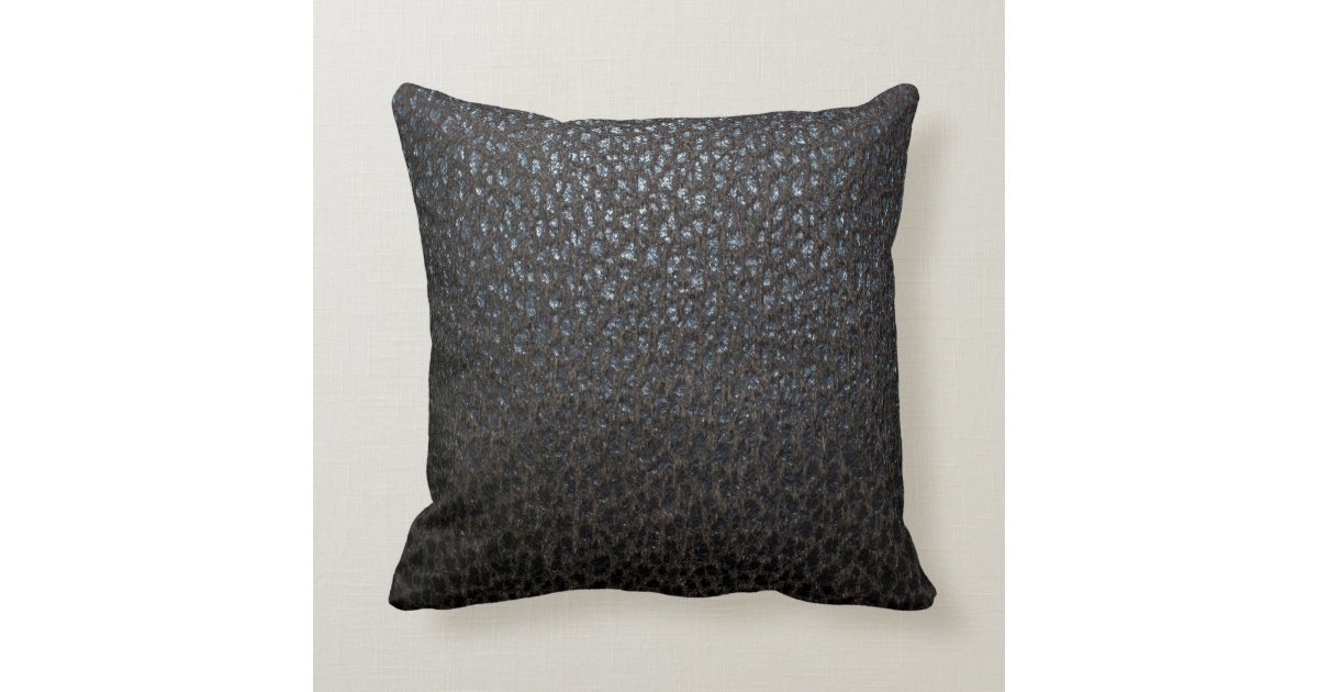 Black Leather Texture Throw Pillow