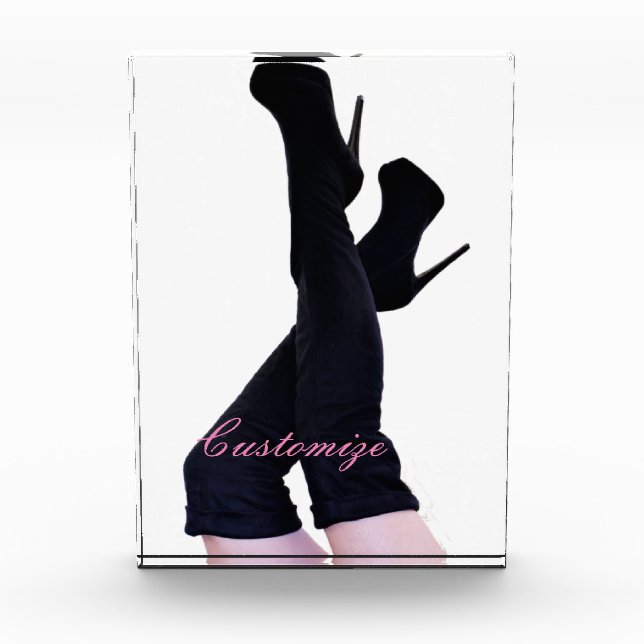 Black Leather Thigh-high Boots Thunder_Cove Acrylic Award (Front)
