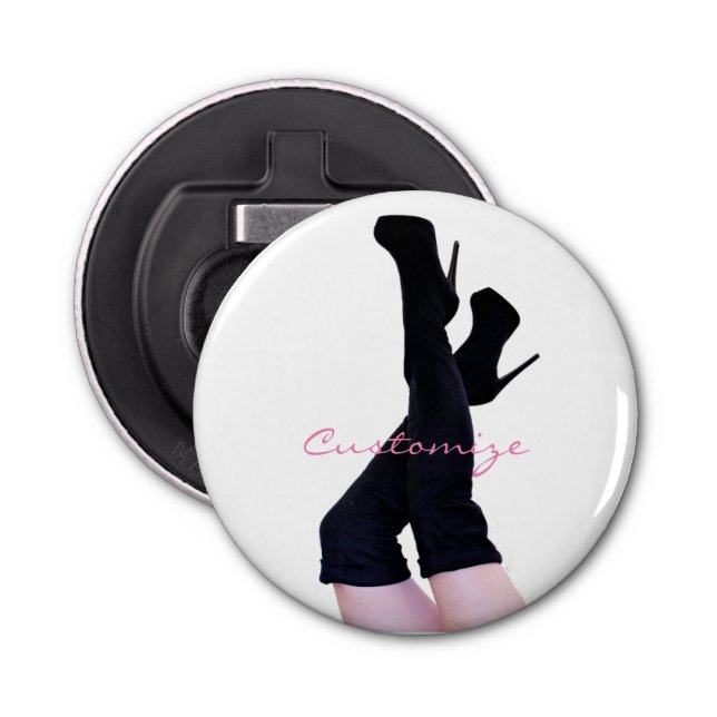 Black Leather Thigh-high Boots Thunder_Cove Bottle Opener (Front)