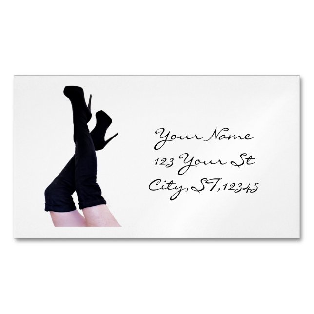 Black Leather Thigh-high Boots Thunder_Cove Business Card Magnet (Front)