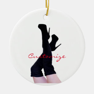 Black Leather Thigh-high Boots Thunder_Cove Ceramic Ornament