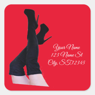 Black Leather Thigh-high Boots Thunder_Cove Square Sticker