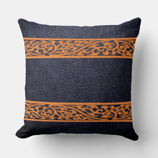 Black Leather Throw Pillow (Front)