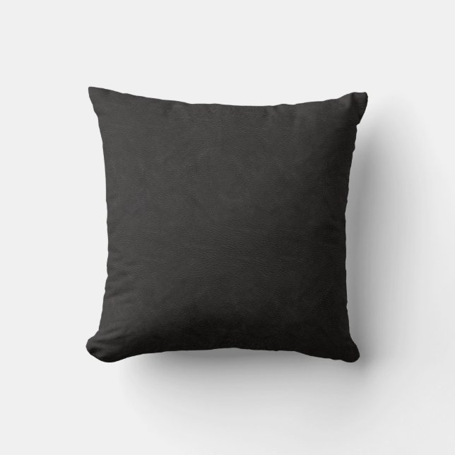 Black Leather Throw Pillow (Front)