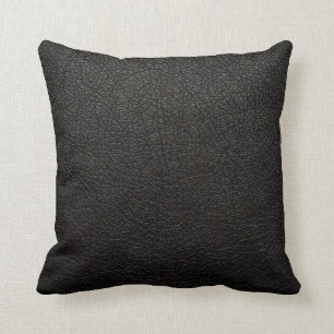 Black Leather Throw Pillow
