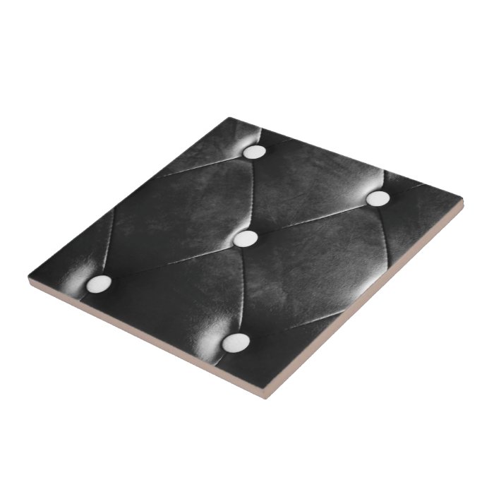 Black Leather Tuck & Roll Tile