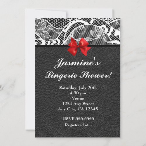 Black Leather  White Lace Lingerie Invitation