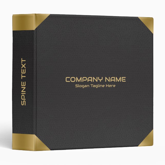 Black leather with gold accents 3 ring binder (Front/Spine)