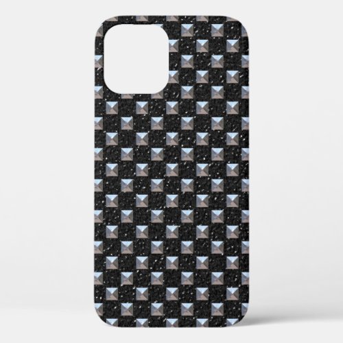 Black Leather With Metal Studs Case_Mate iPhone Ca iPhone 12 Case