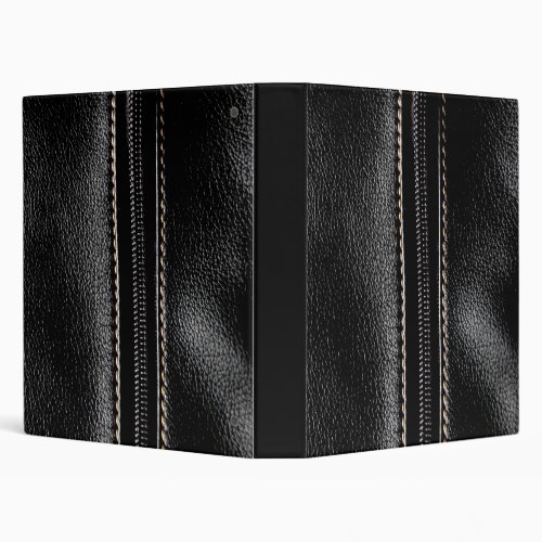 Black Leather with Zipper 3 Ring Binder