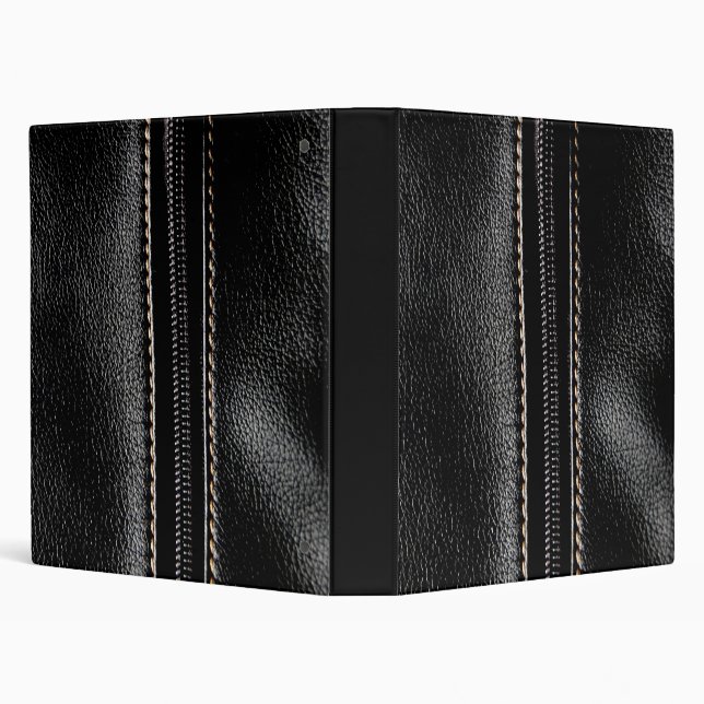 Black Leather with Zipper 3 Ring Binder (Background)