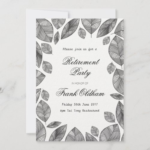 Black Leaves Modern any occasion Retirement Invitation