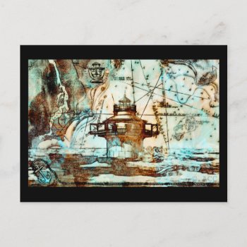 Black Ledge Lighthouse And Map Postcard by Aviateros at Zazzle