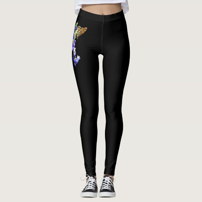 Black Leggings with Monarch Butterfly (Front)