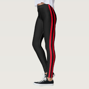 Black Leggings with Red Side Stripe Custom Colors