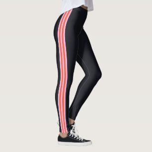 Black Leggings with Sports Side Stipe Your Colors