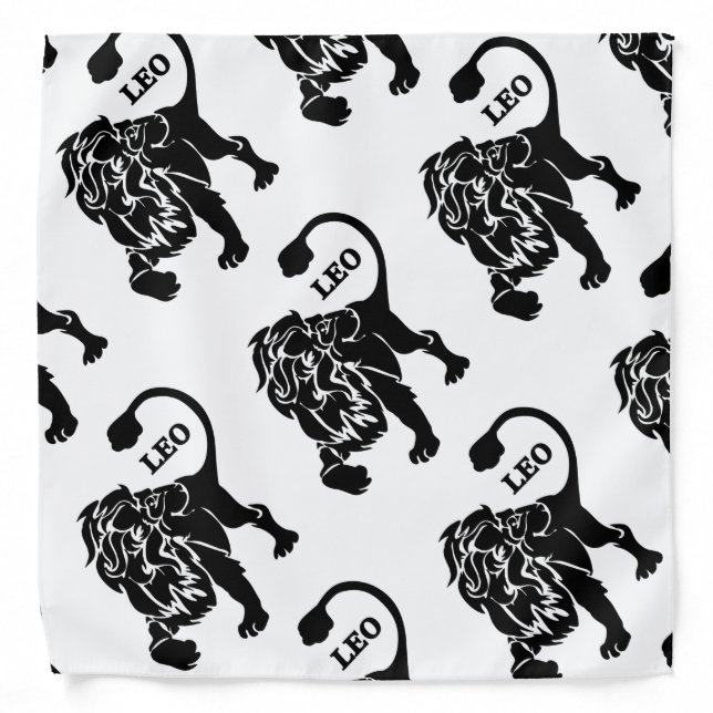 Black Leo Lion Zodiac Bandana (Front)