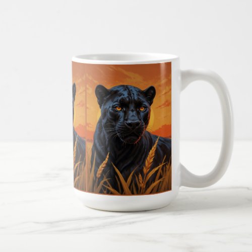 Black Leopard and African Savannah Coffee Mug