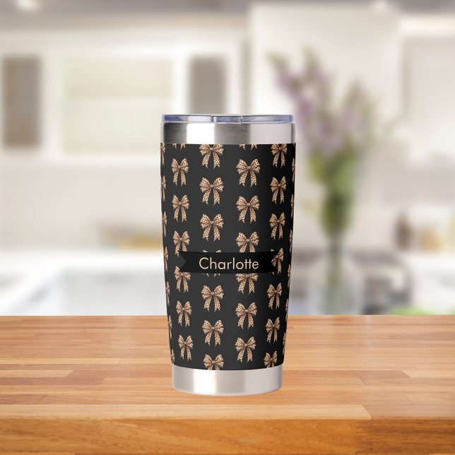 Black leopard bow name insulated tumbler (Creator Uploaded)