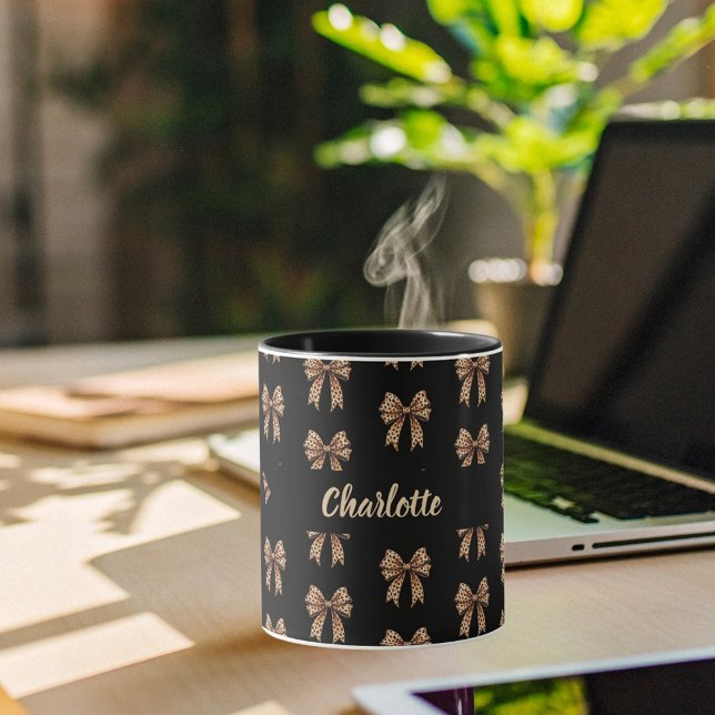 Black leopard bow name mug (Creator Uploaded)