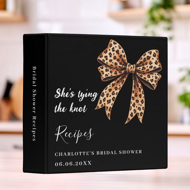 Black leopard bow the knot Bridal Shower recipe 3 Ring Binder (Creator Uploaded)