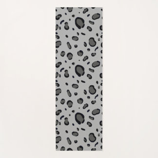 Black Leopard Pattern On Grey Yoga Mat