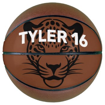 Black Leopard Personalize Basketball by BostonRookie at Zazzle