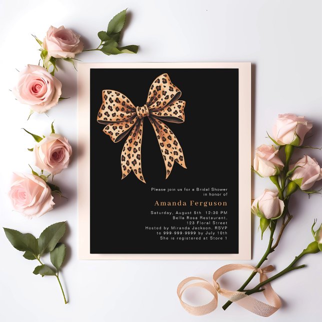 Black leopard print bow Bridal Shower invitation (Creator Uploaded)