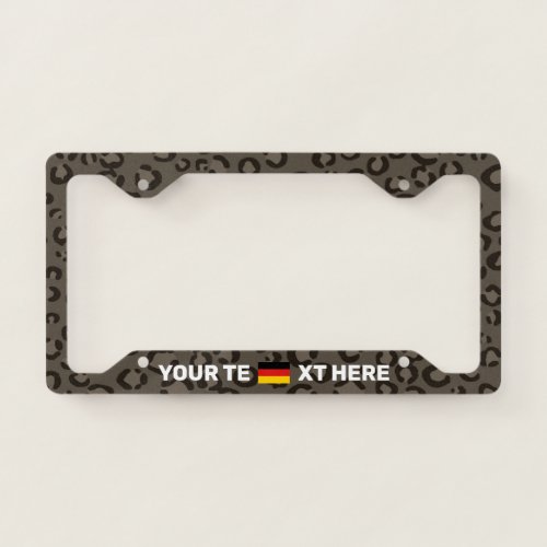 Black Leopard Print German Flag Custom License Plate Frame