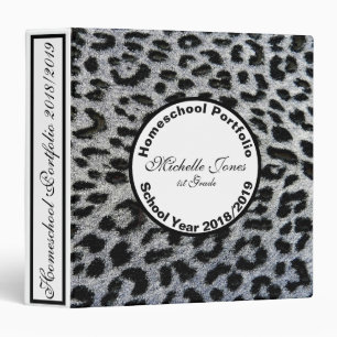 Black Leopard Print Homeschool Portfolio 3 Ring Binder
