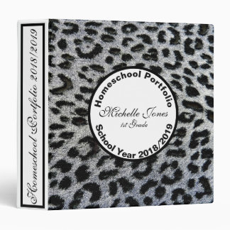 Black Leopard Print Homeschool Portfolio 3 Ring Binder