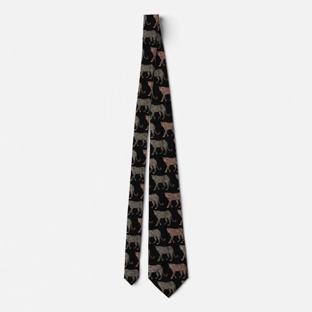 Black Leopard Print Neck Tie (Back)