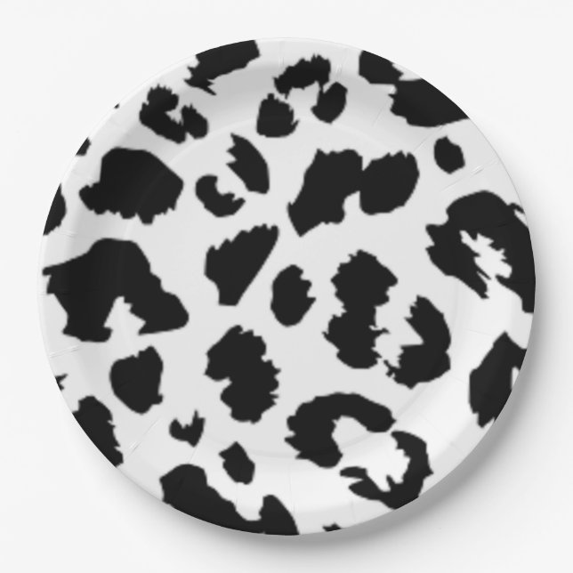 BLACK LEOPARD PRINT PAPER PLATES (Front)