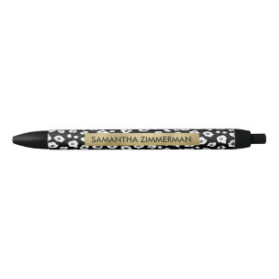 Black Leopard Print Pen