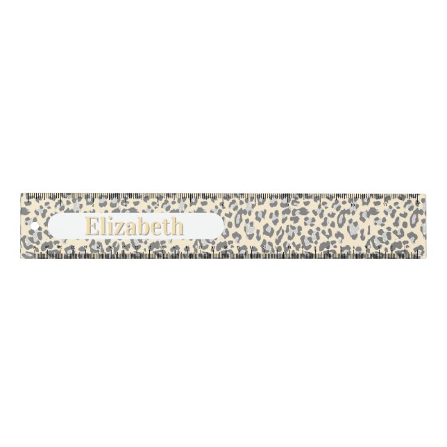 Black leopard print personalized ruler (Front)